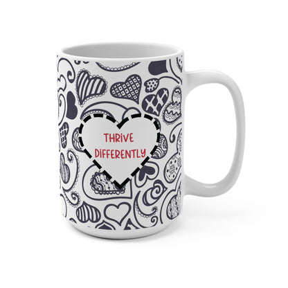 Inspirational Mug For Neurodiverse People Love Uniquely Thrive Differently Inclusion Awareness All-Over Print Gift Mug  For Valentine's Day