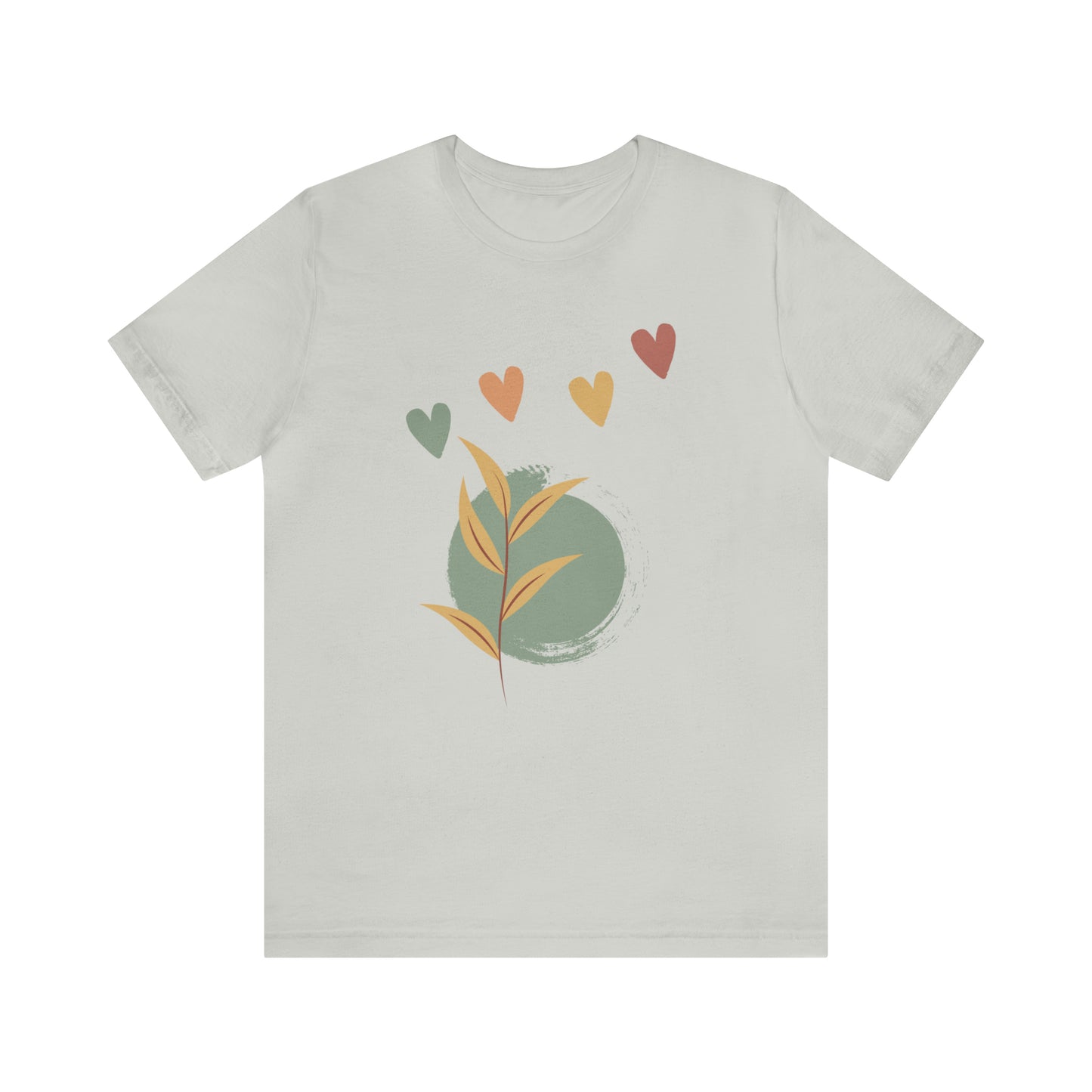 Minimalistic Boho Themed T Shirt for Men and Women Gift Shirt Hearts and Nature Plant Shirt