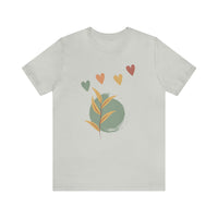 Minimalistic Boho Themed T Shirt for Men and Women Gift Shirt Hearts and Nature Plant Shirt