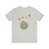 Minimalistic Boho Themed T Shirt for Men and Women Gift Shirt Hearts and Nature Plant Shirt