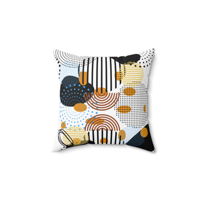 Circles Bars and Rocks Pillow – Modern Geometric Therapy Room Decor – Sensory Friendly Pattern Cushion for Calm Spaces