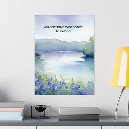 You Don’t Have to Be Perfect to Belong Wall Art Calming Acceptance Poster Therapy Office Decor Neurodiverse Affirmation Print Counseling Room Mindfulness Art