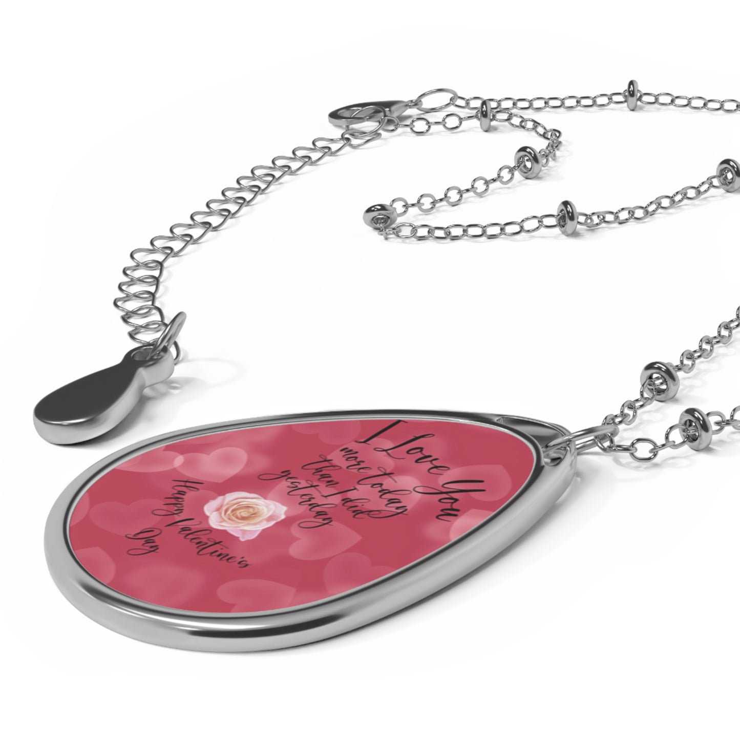 I Love You More Today Oval Necklace Valentine Jewelry