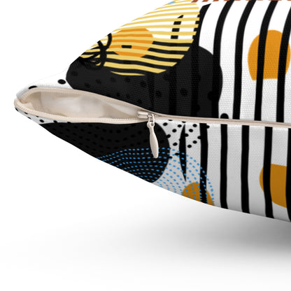 Circles Bars and Rocks Pillow – Modern Geometric Therapy Room Decor – Sensory Friendly Pattern Cushion for Calm Spaces