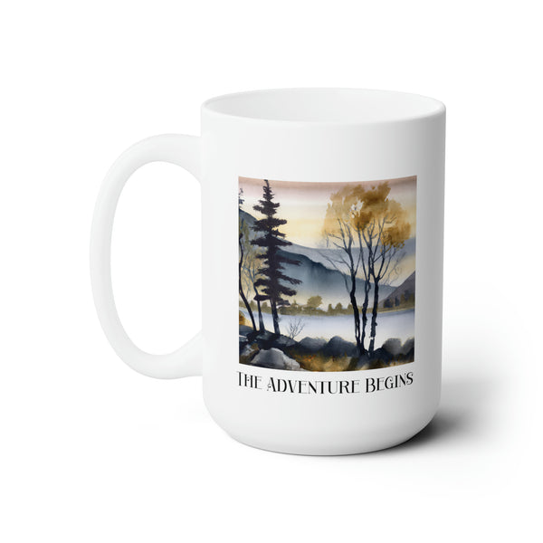 Adventure Mug For Couples New Relationships Watercolor Outdoor Scene for Hikers Campers Nature Lovers Coffee Mug For Hikers and Outdoor Lovers