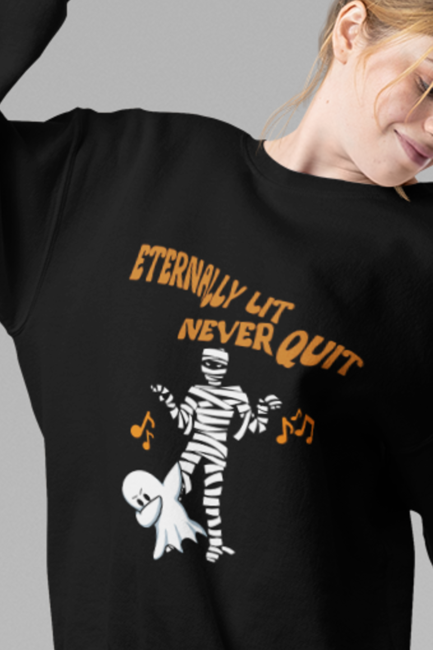 Sassy Halloween Sweatshirt Fashion Statement Ghost Sweater Mummy Shirt Contemporary Dance Mummy and Ghost Dance Unique GenZ Millennial Fall Fashion