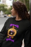 Halloween GenZ Humor Sweatshirt Funny Millennial Witch and Cauldron Crewneck Spooky Paranormal  Sweater Trendy Brewin and Vibin Fall Fashion