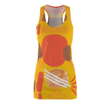 Earth Tones Abstract Women's Racerback Dress - Yellow