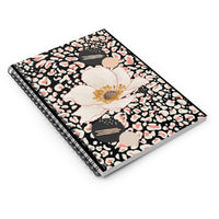 Peach Flower Abstract Spiral Notebook - Black