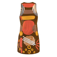 Earth Tones Abstract Women's Racerback Dress - Dark Brown