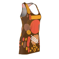 Earth Tones Abstract Women's Racerback Dress - Dark Brown