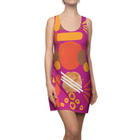 Earth Tones Abstract Women's Racerback Dress - Dark Pink