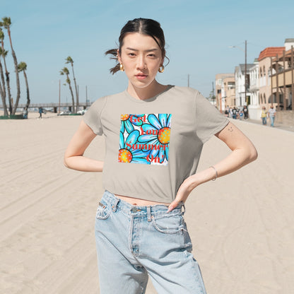Get Your Summer On Flowy Cropped Tee