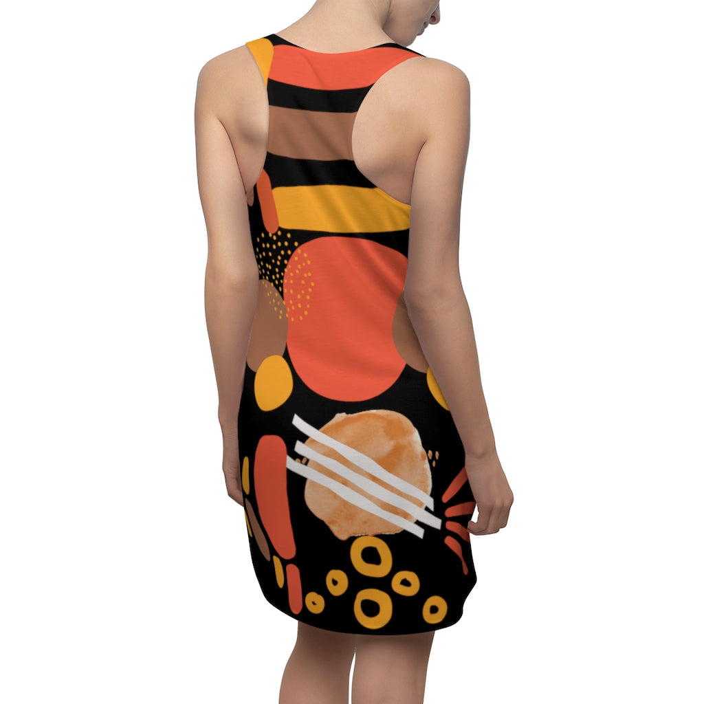 Earth Tones Abstract Women's Racerback Dress - Black