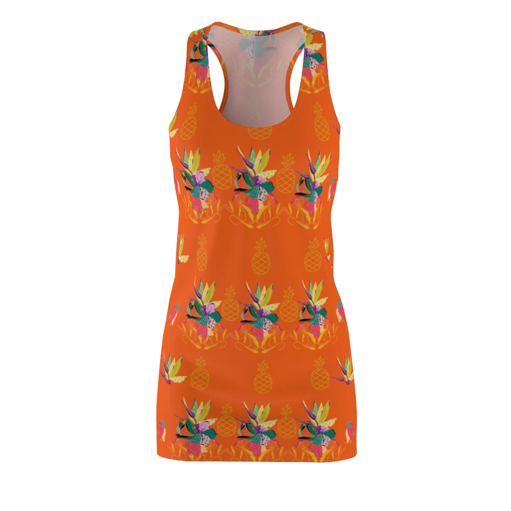 Tropical Pineapple Women's Racerback Dress - Orange