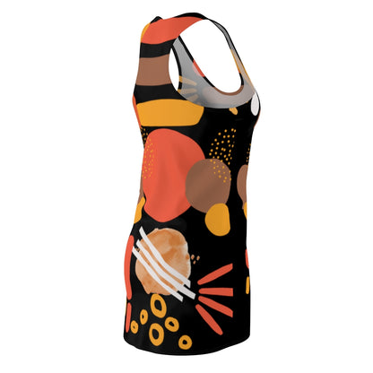 Earth Tones Abstract Women's Racerback Dress - Black