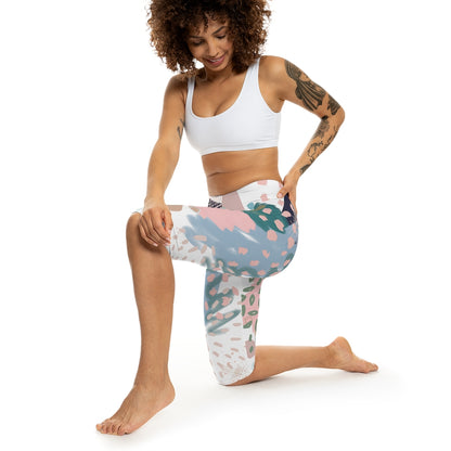 Abstract in Pink and Green Women’s Capri Leggings