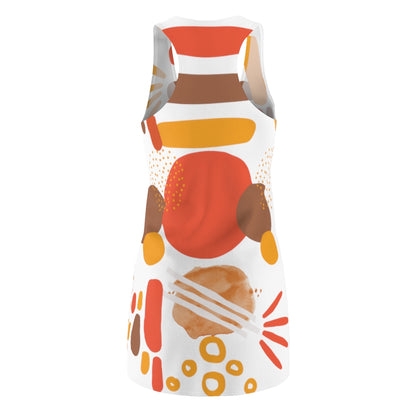 Earth Tones Abstract Women's Racerback Dress - White