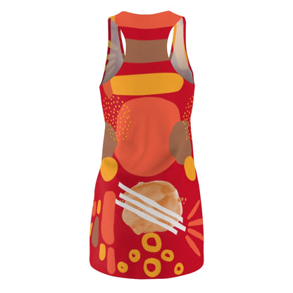 Earth Tones Abstract Women's Racerback Dress - Dark Red
