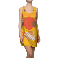 Earth Tones Abstract Women's Racerback Dress - Yellow