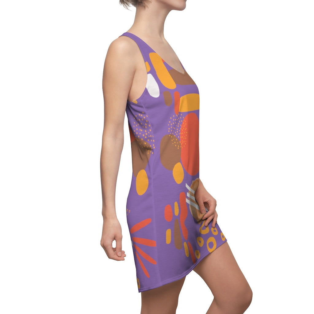 Earth Tones Abstract Women's Racerback Dress - Light Purple