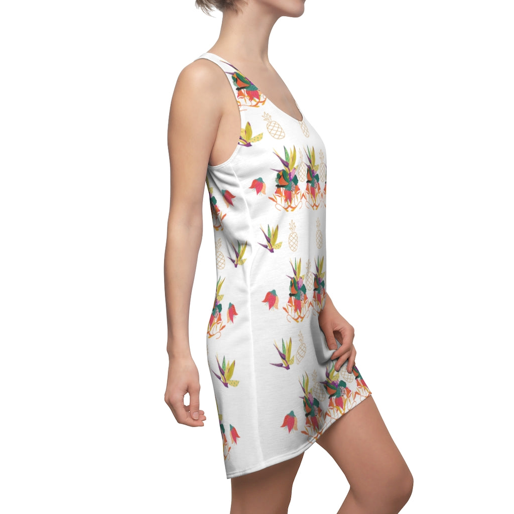 Tropical Pineapple Women's Racerback Dress - White
