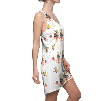Tropical Pineapple Women's Racerback Dress - White