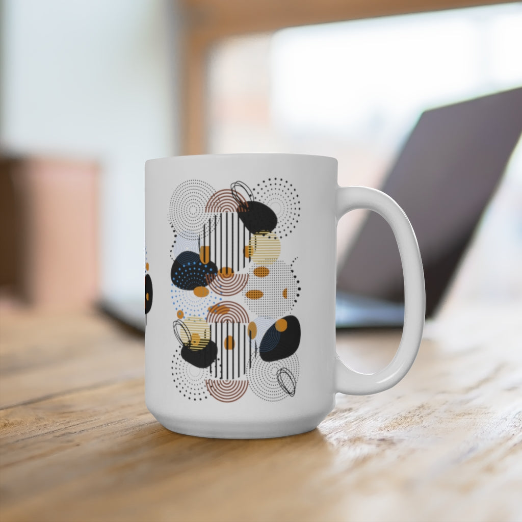 Circles Bars, and Rocks 15 oz Mug - White