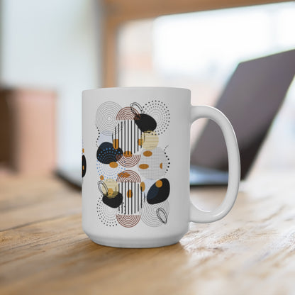 Circles Bars, and Rocks 15 oz Mug - White