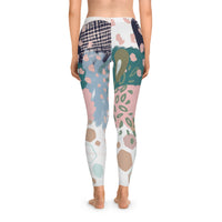 Abstract in Pink and Green Stretchy Leggings