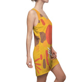 Earth Tones Abstract Women's Racerback Dress - Yellow