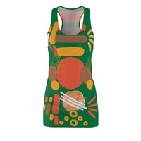 Earth Tones Abstract Women's Racerback Dress - Dark Green