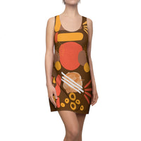 Earth Tones Abstract Women's Racerback Dress - Dark Brown