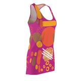 Earth Tones Abstract Women's Racerback Dress - Dark Pink