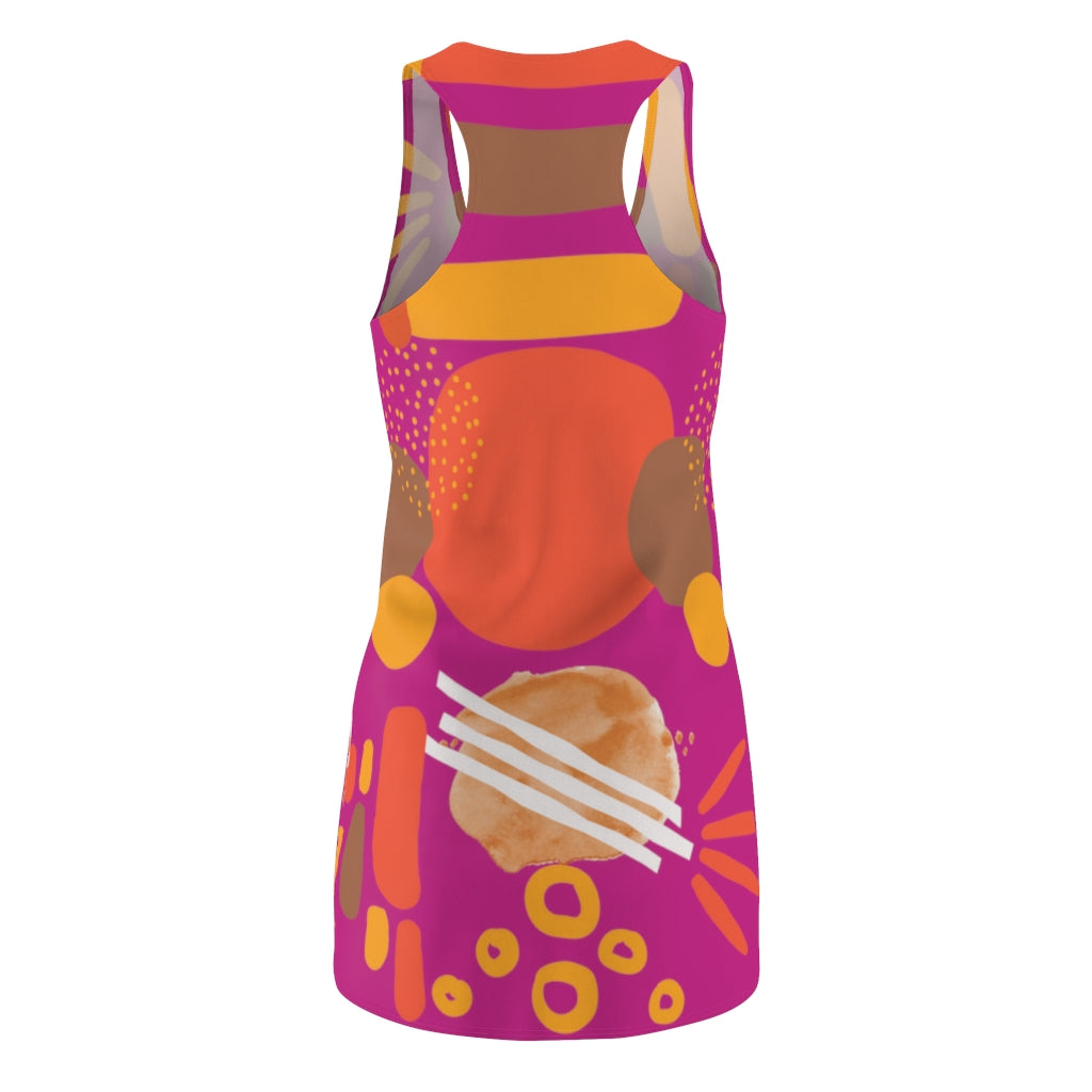 Earth Tones Abstract Women's Racerback Dress - Dark Pink