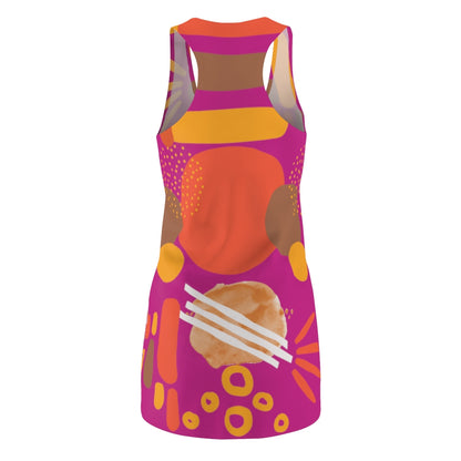 Earth Tones Abstract Women's Racerback Dress - Dark Pink