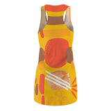 Earth Tones Abstract Women's Racerback Dress - Yellow