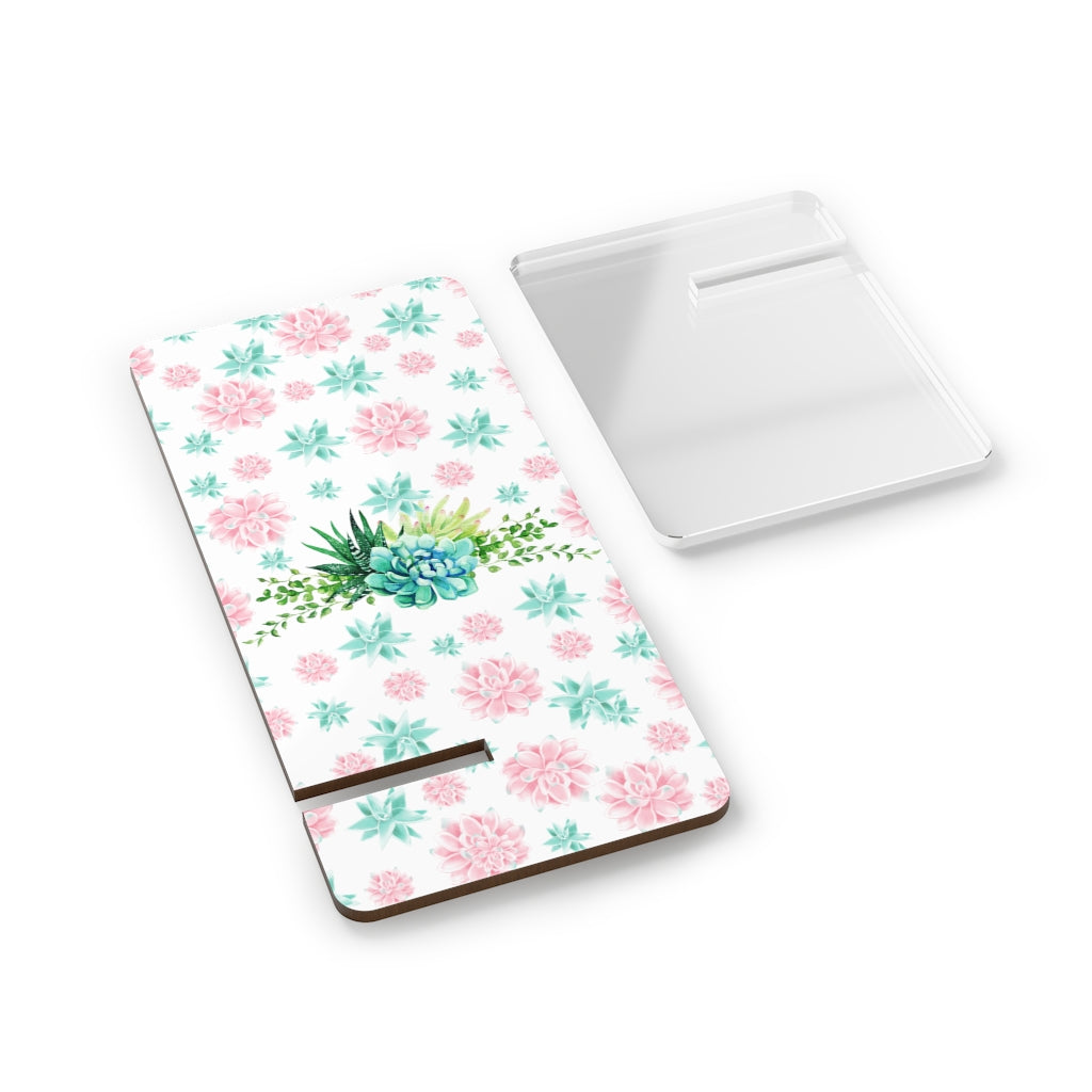 Pink and Green Succulents Mobile Phone Stand