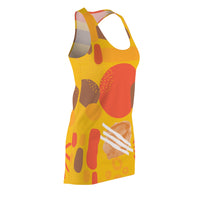 Earth Tones Abstract Women's Racerback Dress - Yellow