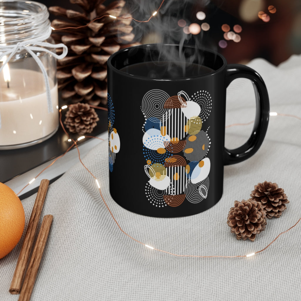 Circles, Bars and Mugs 11oz Mug - Black