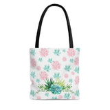 Pink and Green Succulents Tote Bag