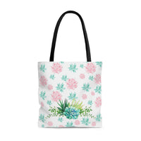 Pink and Green Succulents Tote Bag