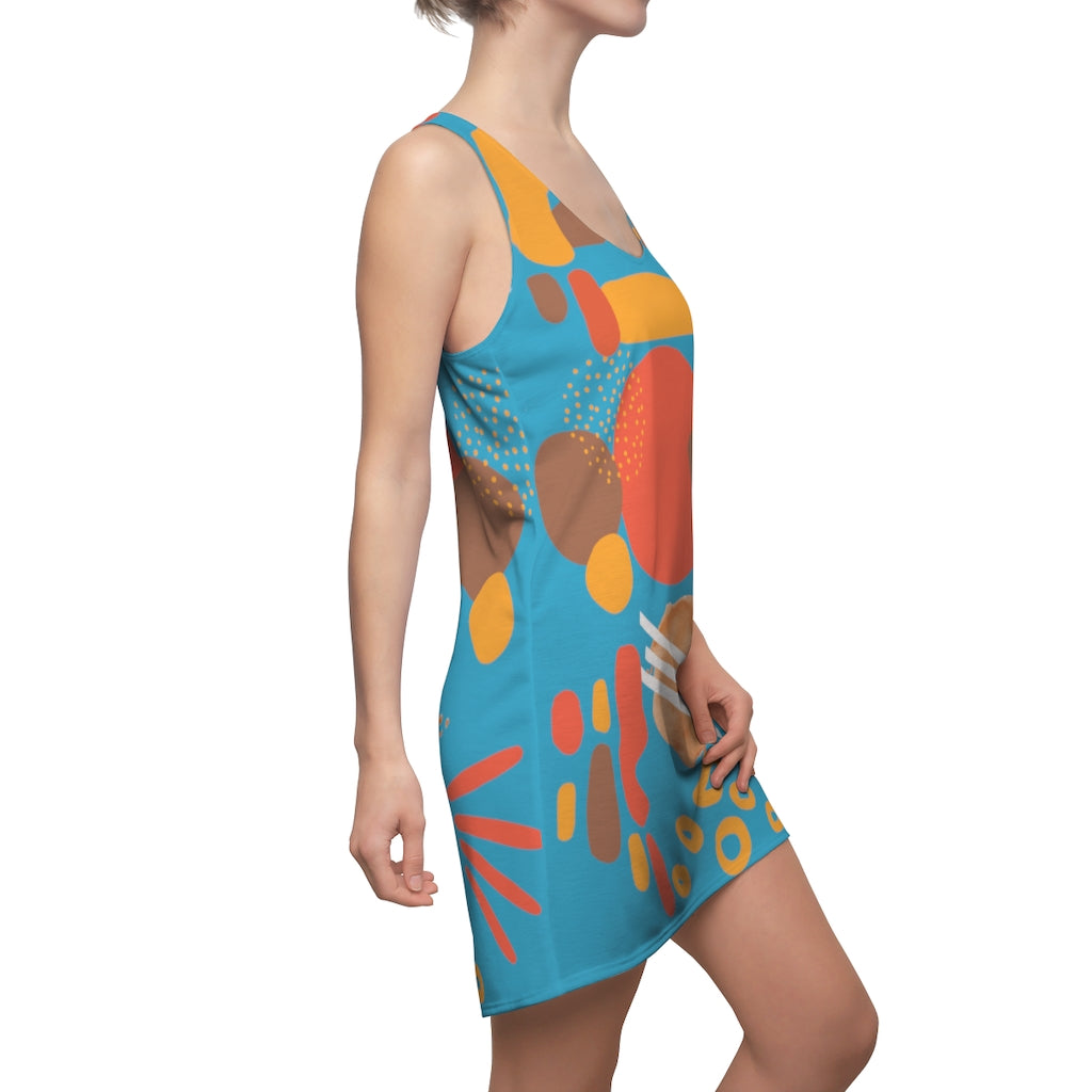 Earth Tones Abstract Women's Racerback Dress - Turquoise
