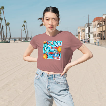 Get Your Summer On Flowy Cropped Tee
