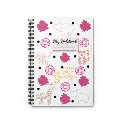 Jungle Animals Spiral Notebook - White