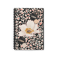 Peach Flower Abstract Spiral Notebook - Black