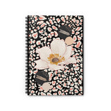 Peach Flower Abstract Spiral Notebook - Black