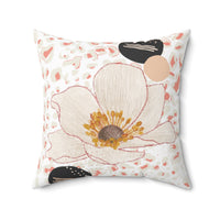 Peach Flower Abstract Square Pillow