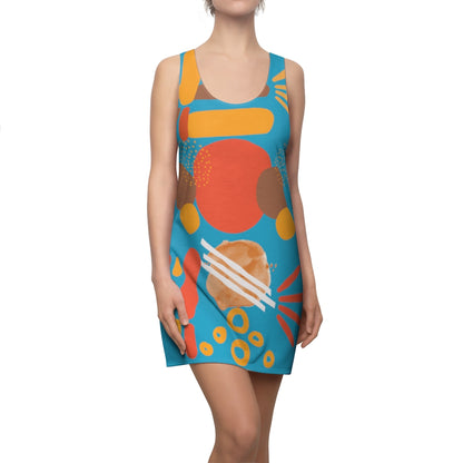 Earth Tones Abstract Women's Racerback Dress - Turquoise