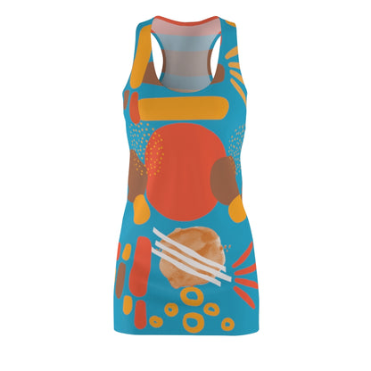 Earth Tones Abstract Women's Racerback Dress - Turquoise